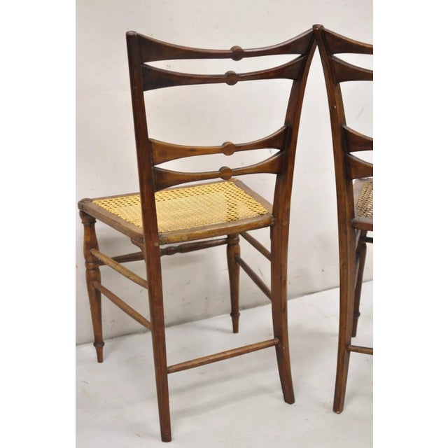 Mid 19th Century Antique Italian Biedermeier Arts & Crafts Walnut Bowtie Chiavari Side Chair Pair For Sale - Image 10 of 12
