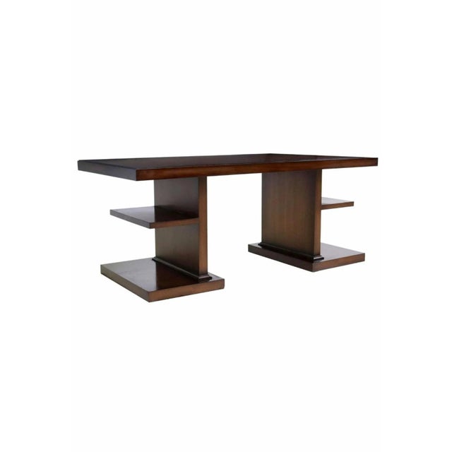Carrocel Interiors Art Deco Style Figured Walnut Office Desk For Sale - Image 4 of 6