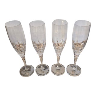 Hoya Champagne Flutes Peony Pattern Set of Four For Sale
