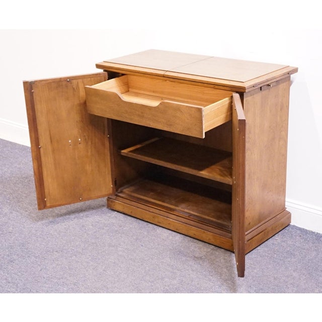 Brown Drexel Furniture Solid Pecan Mediterranean Old World 76" Flip Top Server Buffet W. Caned Doors For Sale - Image 8 of 15