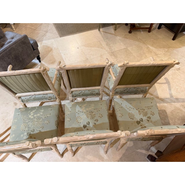 Late 20th Century Italian Regency Carved Faux Bois Cerused Dining Chairs - Set of 6 For Sale - Image 9 of 9