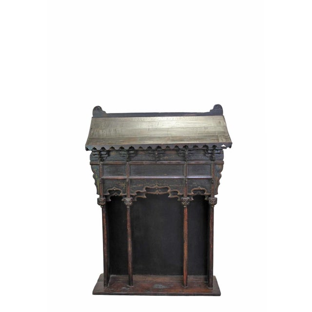 A beautiful showcasing of Chinese traditional craftsmanship. This hand-carved wood altar shrine is gracefully aged. This...