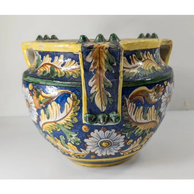 Ceramic Mid-Century Italian Faience Majolica Pottery Jardiniere Planter For Sale - Image 7 of 18