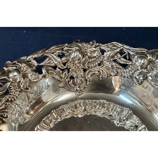 Art Nouveau Early 20th Century Sterling Silver Floral Bowl For Sale - Image 3 of 6