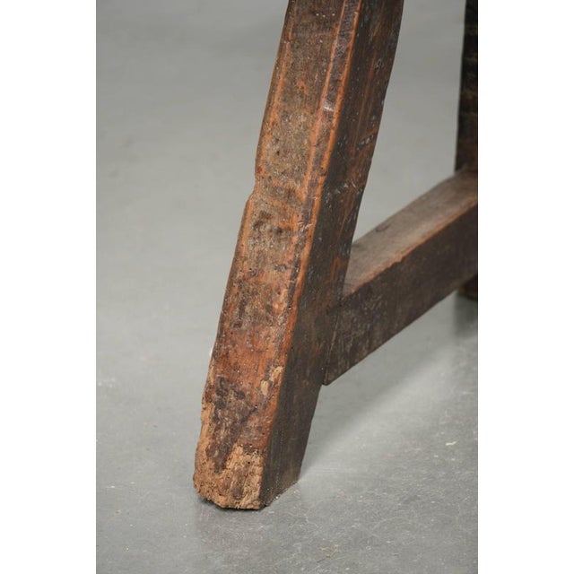 Antique Farmhouse Spanish Walnut Hall Bench For Sale - Image 13 of 18