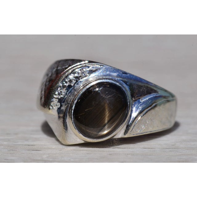 The Cascorro: Gentlemen's 14K Black Star Sapphire and Diamond Ring For Sale - Image 10 of 11