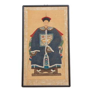 Framed Qing Dynasty Ancestor Portrait For Sale