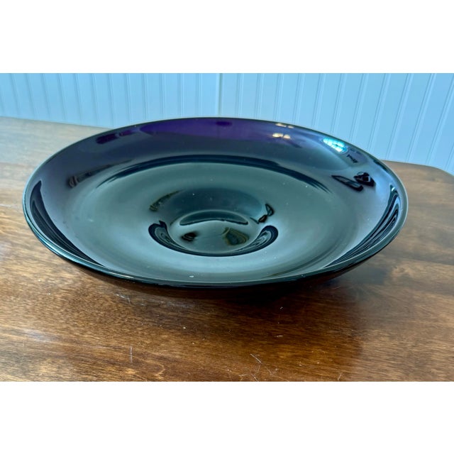Mid 20th Century Blenko Hand Blown Black Amethyst Console Bowl For Sale - Image 11 of 12