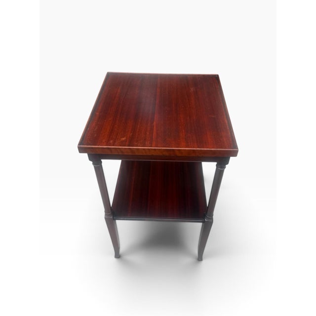 Brown Vintage Mahogany Two-Tier Side Table With Gallery Top For Sale - Image 8 of 9