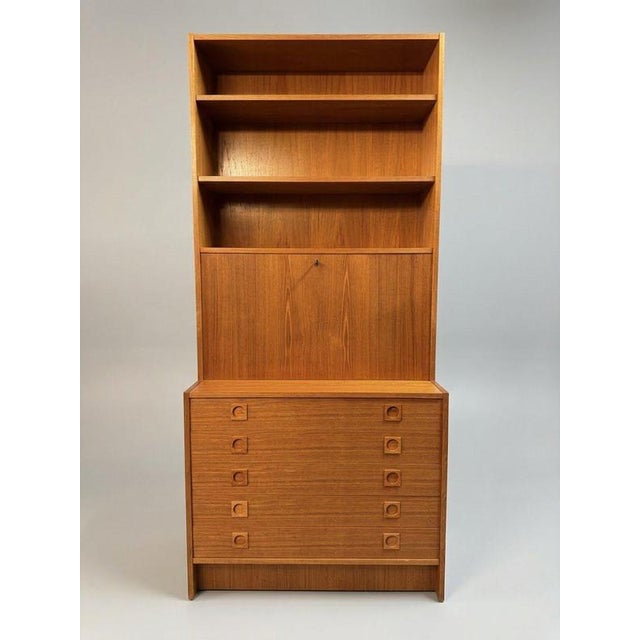 Brown Danish Teak Wall Unit attributed to Sejling Skabe, 1970s For Sale - Image 8 of 8