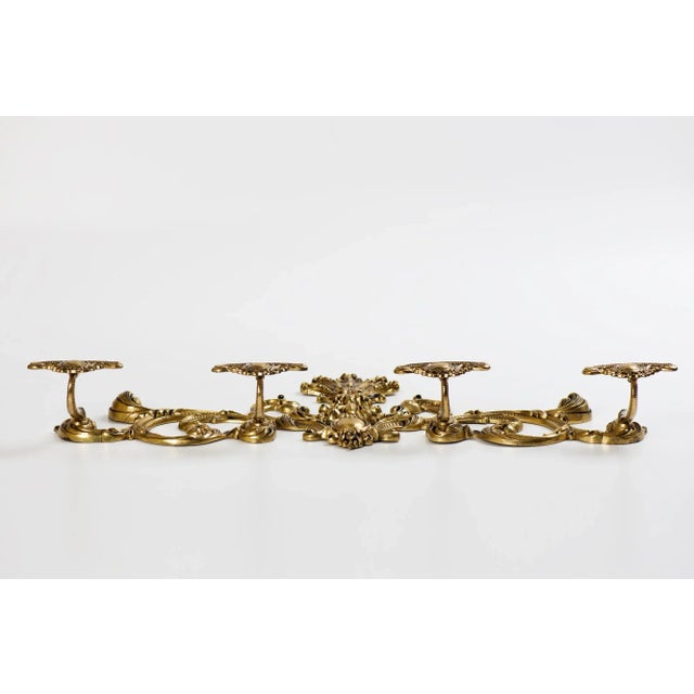 Vintage Brass Wall Mount Coat Rack 4 Large Hooks For Sale - Image 6 of 12