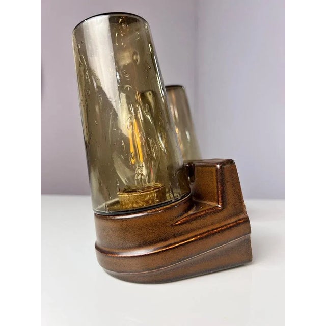 Wall Lamps in Smoked Glass by Sigvard Bernadotte for Ifö, Set of 2 For Sale - Image 5 of 11