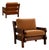 Brazilian Modern Armchair in Imbuia Wood and Cognac Velvet, Brazil, 1960s For Sale