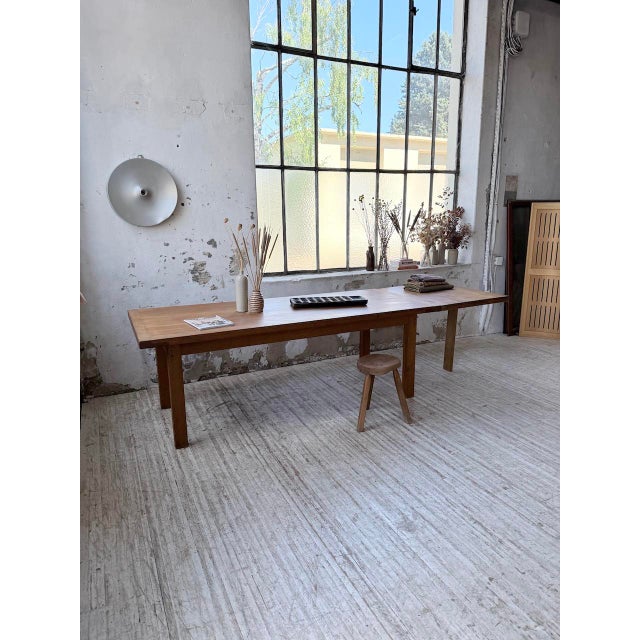 Golden Oak Farmhouse Table with Extension, 1960s For Sale - Image 4 of 18