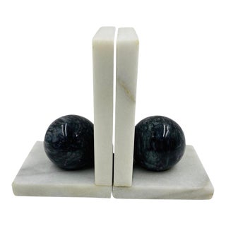 1960s Vintage Black and White Marble Bookends - a Pair For Sale