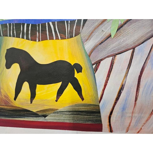 Mixed Media piece titled "Heart's Desire: A Coat of Stripes, No. 1 by Joan Curtis. Signed lower left. Acrylic and mixed-...