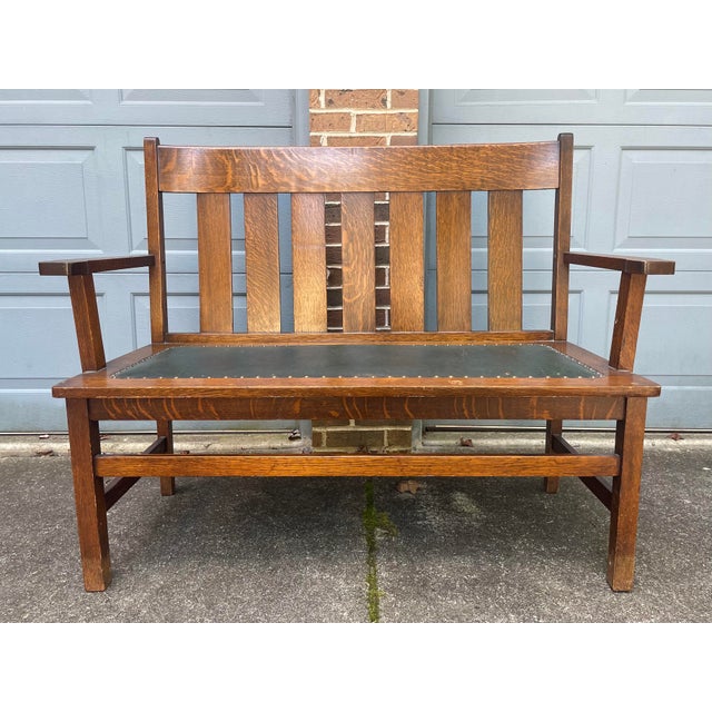 Mission Late 19th Century Antique Stickley Style Mission Oak Set - Seating for 5 For Sale - Image 3 of 12