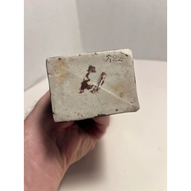 Pair of Vintage Chinese Hand Painted Glazed Pottery Foo Dogs, Marked For Sale - Image 4 of 8