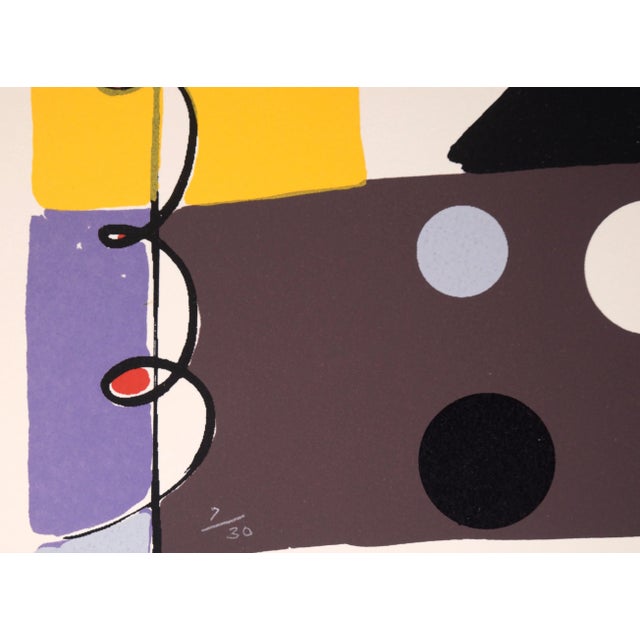 Printmaking Materials 1980s "Pink Sky" Abstract Geometric Screen Print Numbered 7/30 by Harvey Daniels For Sale - Image 7 of 10