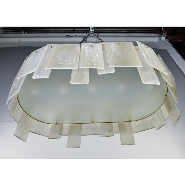 Mid-Century Modern New Italian Large Oval Murano Glass Plaques Chandelier For Sale - Image 3 of 11