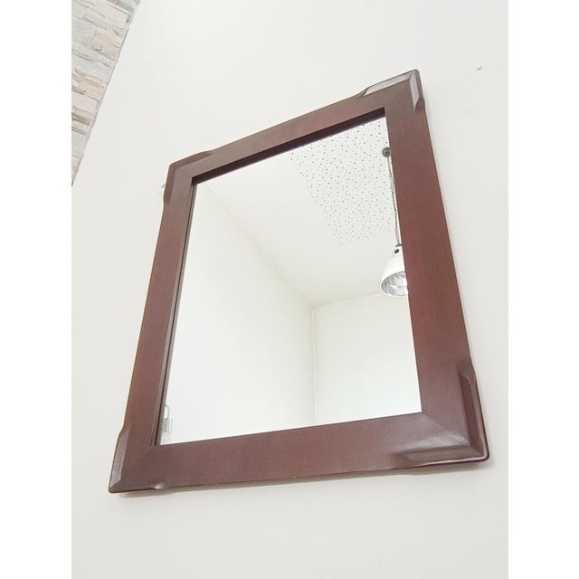 Brown Large Mirror in Cherry Wood, 1970s For Sale - Image 8 of 8