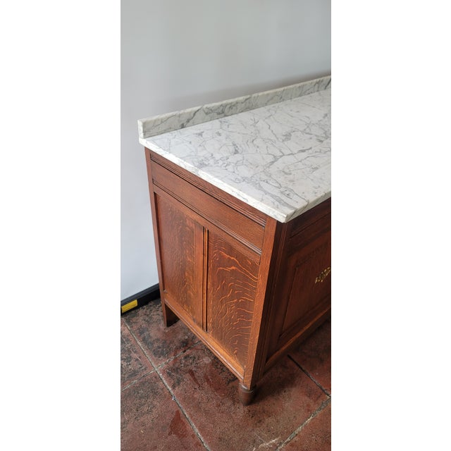 1900 - 1909 1920s Oak French Louis XVI Commode Dry Sink Wash Stand Cocktail Dry Bar For Sale - Image 5 of 14