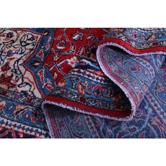 Red 1970s Vintage Persian Handmade Wool Cotton Red Area Rug For Sale - Image 8 of 11