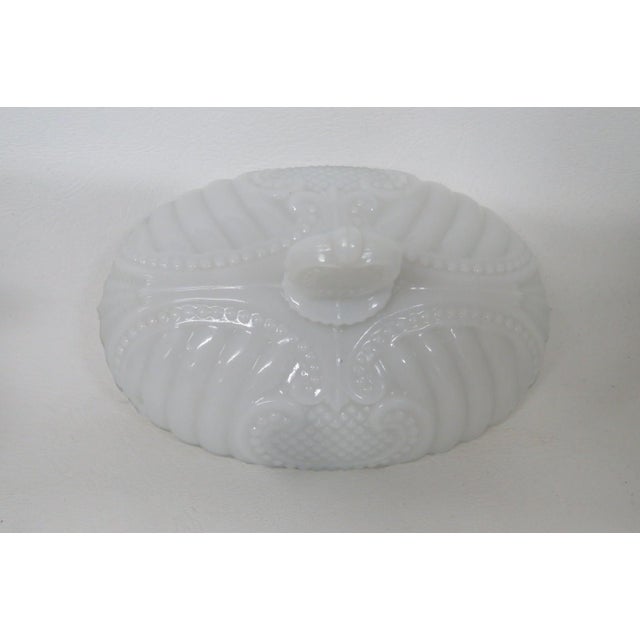 Portieux Vallerysthal White Opaline Milk Glass French Candy Dish With Lid 4733b For Sale - Image 12 of 18