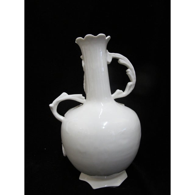 Blanc De Chine Style Glazed White Porcelain Hight Relief Flowers & Leaves Vase For Sale - Image 9 of 12