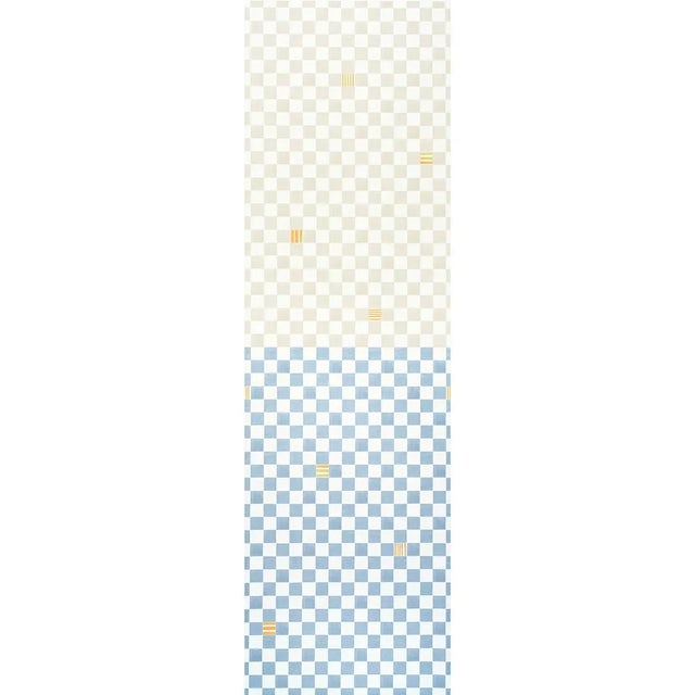 SAMPLE - Schumacher X Backdrop Gambit Panel Wallpaper In Sand & Soft Blue For Sale