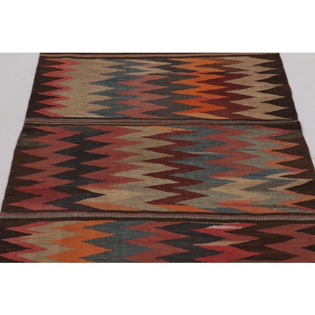 Rug & Kilim Vintage Persian Kilim Runner, Tribal Rug With Vibrant Chevrons - Rug & Kilim For Sale - Image 4 of 8
