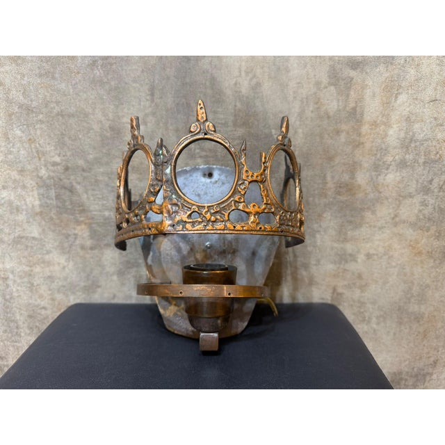 1970s Gothic Revival Crown Metal Wall Sconce For Sale In Los Angeles - Image 6 of 11