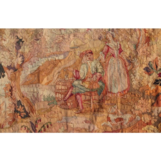Late 19th Century French Aubusson Pastoral Tapestry With Figures and Floral Border For Sale - Image 4 of 12