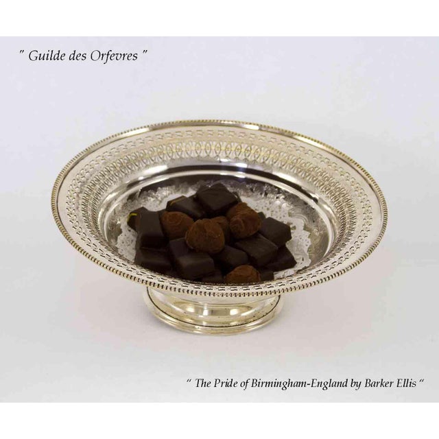 English 1970s New Silver Fruit/Cake Dish Embossed, Pierced Border For Sale - Image 3 of 15