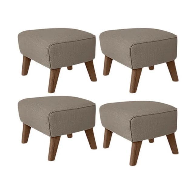 Set of 4 dark beige, smoked oak Raf Simons Vidar 3 My Own Chair Footstool by Lassen Dimensions: W 56 x D 58 x H 40 cm...