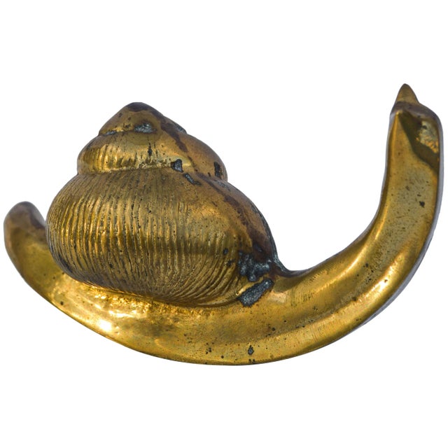 Vintage solid brass snail with ornate details. No maker's mark.