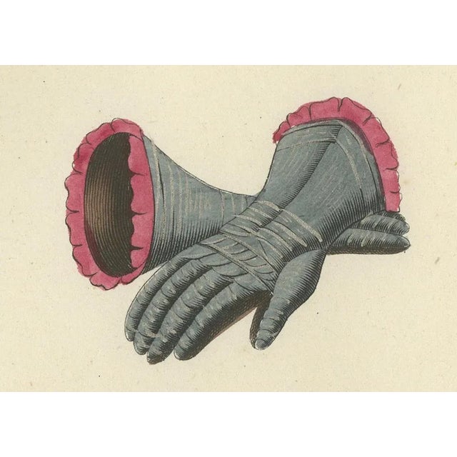 Mid 19th Century Medieval Gauntlets and Arm Defenses, 1842, Lithograph For Sale - Image 5 of 6