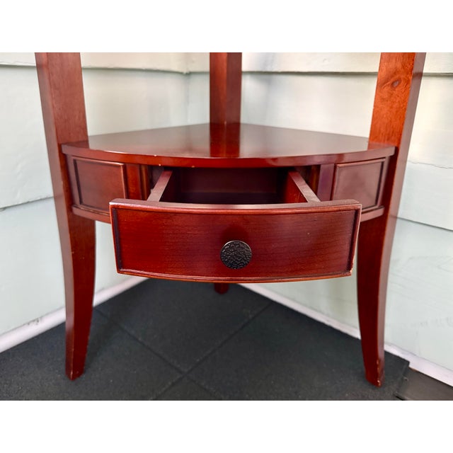 Bombay & Co. Triangle Corner Table With Drawer For Sale - Image 10 of 11