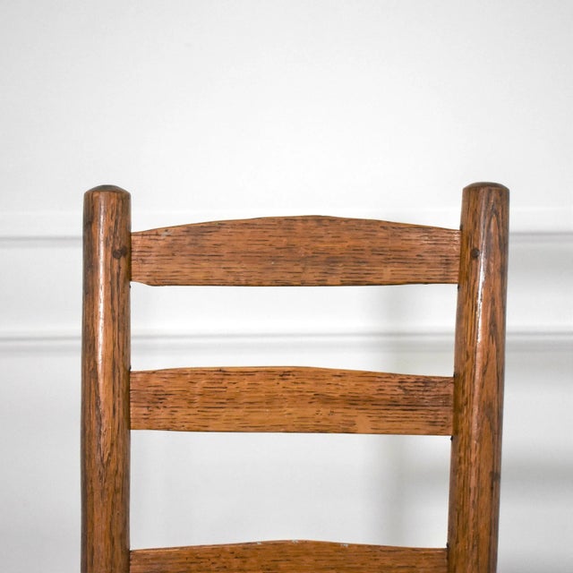 Brown Antique Early American Ladder Back Splint Woven Seat Side Chairs - Set of 4 For Sale - Image 8 of 11