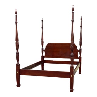 Late 20th Century Colonial Furniture Company Attributed Queen Cherry Rice Carved Four Poster Bed For Sale