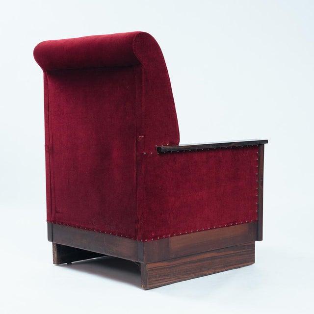 Art Deco Amsterdam School Red Velvet Chairs, The Netherlands, 1930s, Set of 2 For Sale - Image 4 of 18