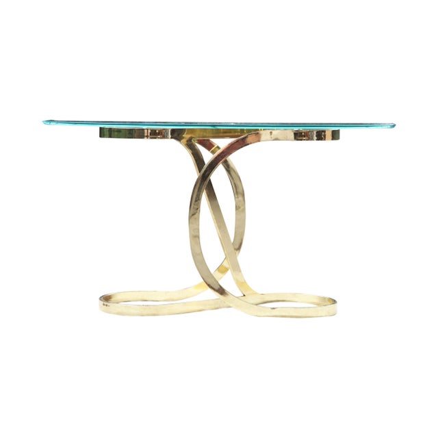 DIA - Design Institute America 1970s Midcentury Brass Ribbon Curved Console Table Base Attributed to Design Institute America For Sale - Image 4 of 16