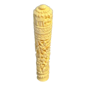 Late 19th Century Asian Design Tagua Vegetable Carved Sewing Needle Case