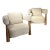 Set of Bouclette & Light Wood Easy Chairs For Sale