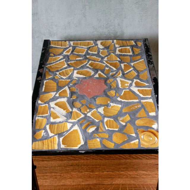 Iron Framed Artisan Tile Top Table. France , 1960’s For Sale - Image 9 of 12