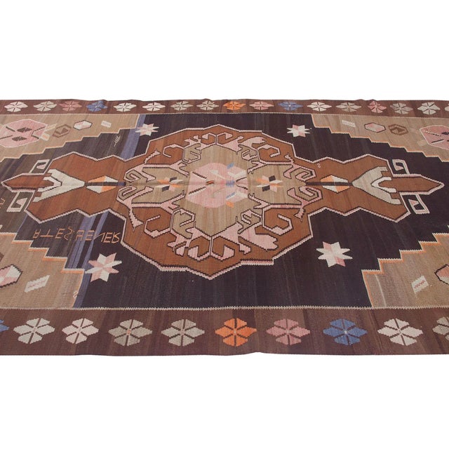 Traditional Decorative Vintage Large Turkish Kilim Rug For Sale - Image 3 of 6
