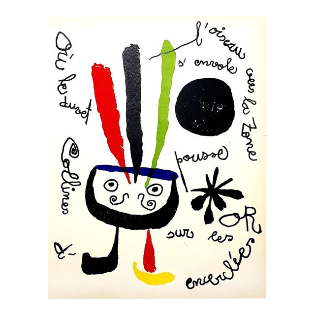 Joan Miro - Bird - Original Colorful Lithograph 1952 For Sale