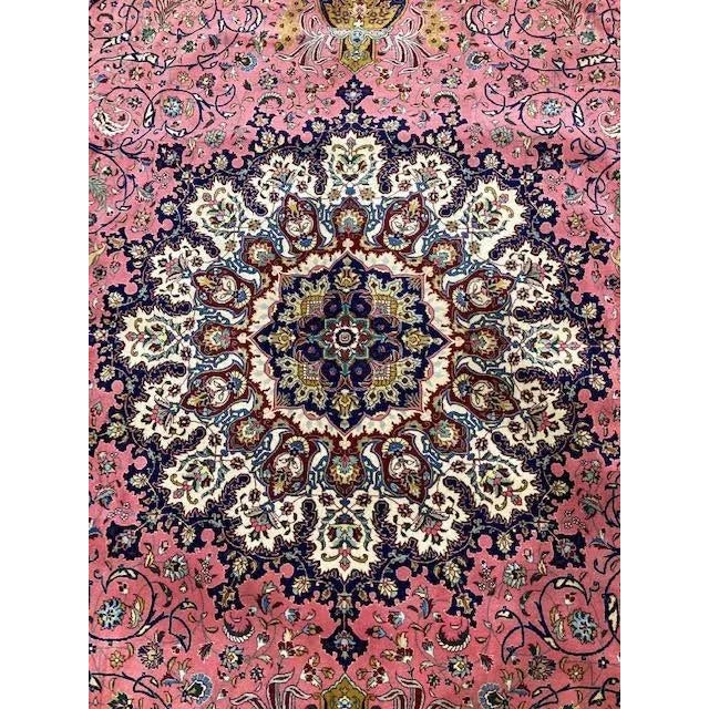 Rose Persian Tabriz Rug For Sale - Image 8 of 13