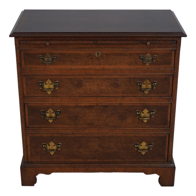 Baker Burl Walnut English Style Bachelors Chest For Sale