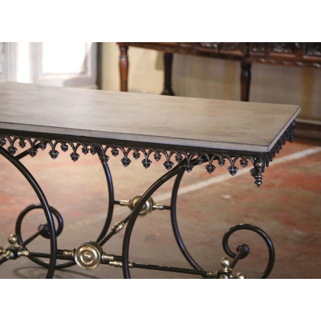 Early 20th Century French Iron Pastry Table With Slate Top and Bronze Mounts For Sale In Dallas - Image 6 of 9